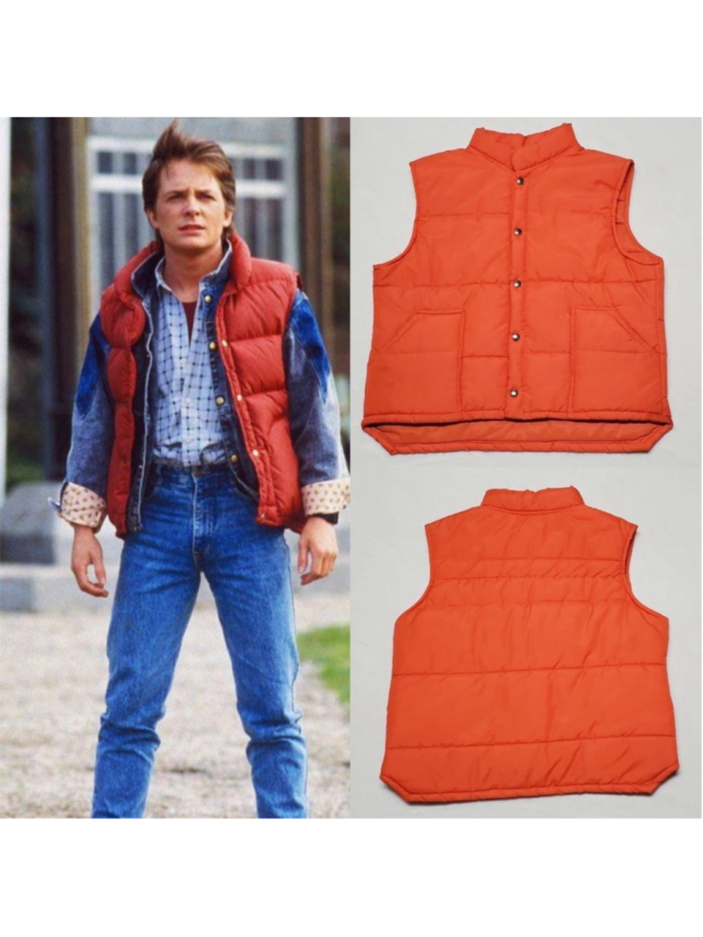 70s Vintage Swingster Neon Orange Unisex Sleeveless Hi-low Insulated Puffer Vest